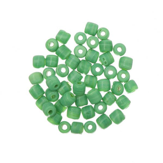 Glass Tile Beads Opaque Medium Green 50/pk