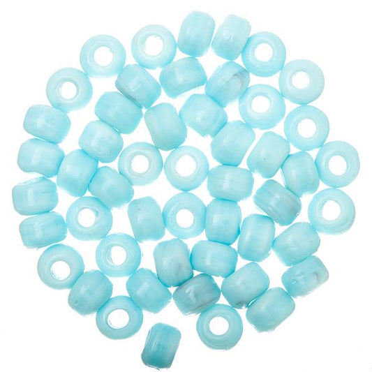 Glass Crow/Pony Beads 9x6mm Turquoise 50/pk