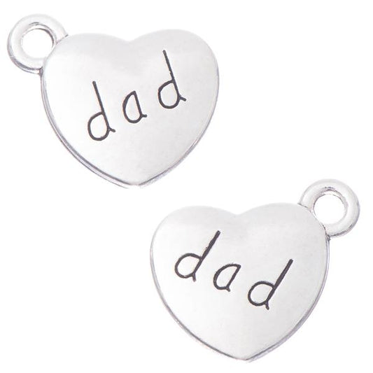 Dad Heart Metal Charm 13x15mm 5/pk