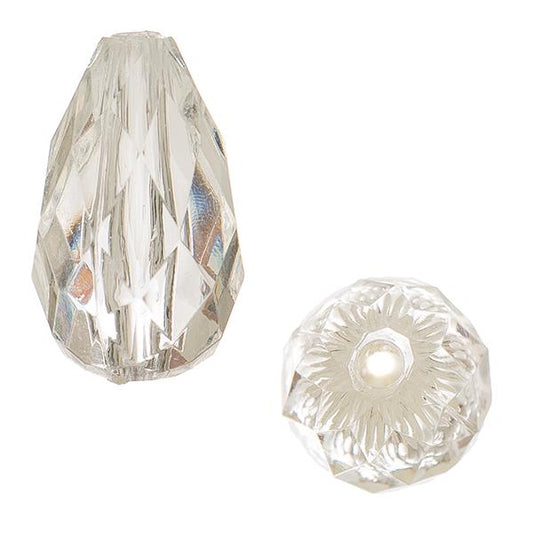 Teardrop Faceted Acrylic Beads 10x17mm Crystal 10/pk