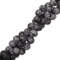 8mm Obsidian Snowflake (Natural) Beads 15-16" Strand