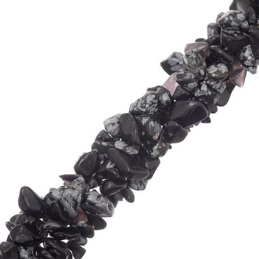 Snowflake Obsidian Chips 5-8mm (Natural) 32" Strand