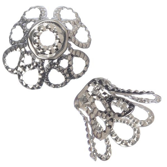 Bead Caps Open Flower 12x8mm Nickel 100/pk