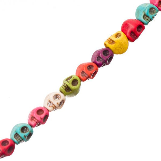 Turquoise Skull Beads 6x8mm Mixed (Synthetic/Dyed) 15-16" Strand