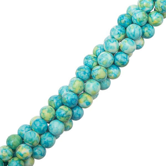 Ocean White Jade Beads 6mm Round (Synthetic/Dyed) 15-16" Strand