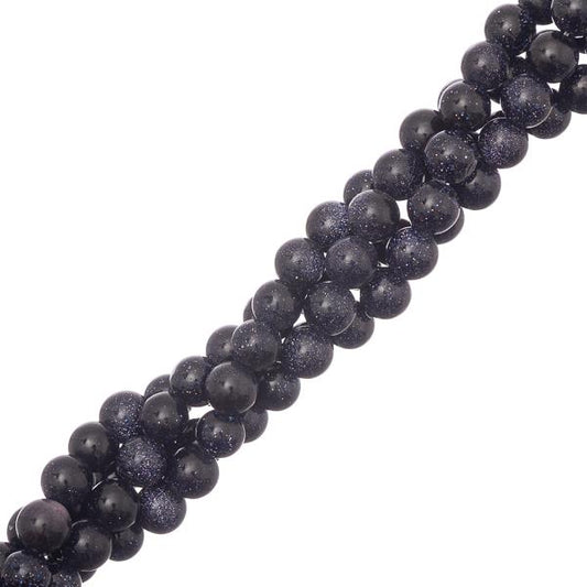 Blue Goldstone Beads 6mm Round (Synthetic) 15-16" Strand