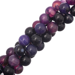 10mm Agate Striped Purple (Natural/Dyed) Beads 15-16" Strand