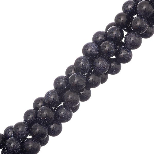 Blue Goldstone Beads 8mm Round (Synthetic) 15-16" Strand