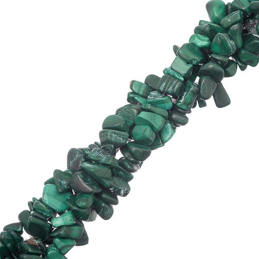 Malachite Chips 7-13mm (Natural) 32" Strand