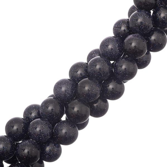 Blue Goldstone Beads 10mm Round (Synthetic) 15-16" Strand
