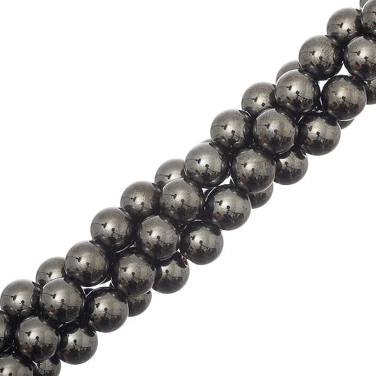 8mm Hematite Magnetic (Synthetic) Beads 15-16" Strand