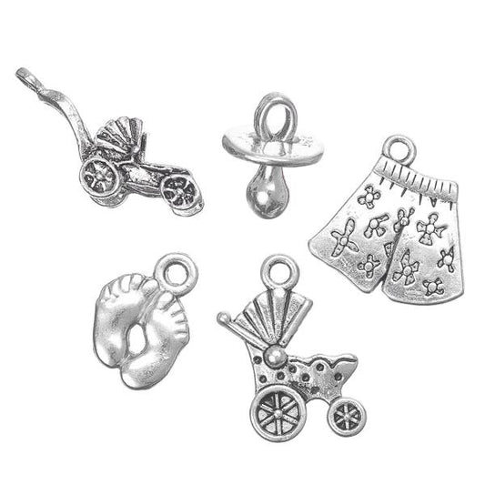 Baby Theme Metal Charm Set 5/pk