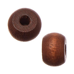 9mm Dark Brown Wood Pony Beads