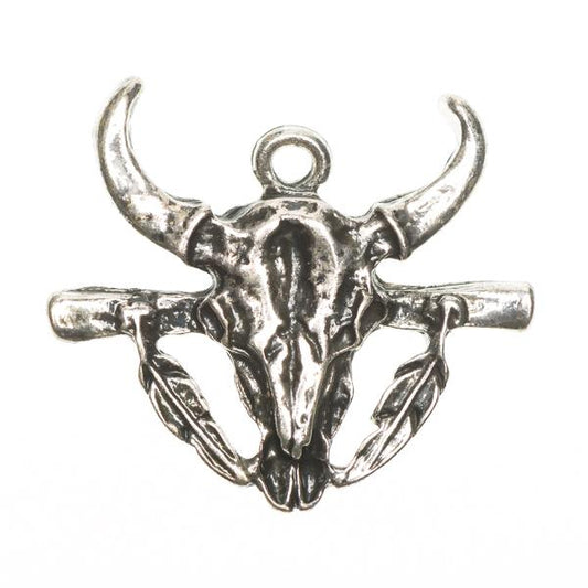 Bull Skull Metal Pendant 31x28mm 1/pk
