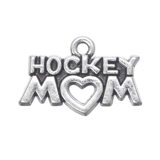 1" Hockey Mom Metal Charm 5/pk