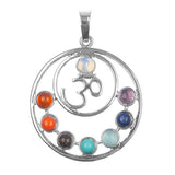 1 3/8" Ohm Chakra Gemstone Metal Pendant 1/pk