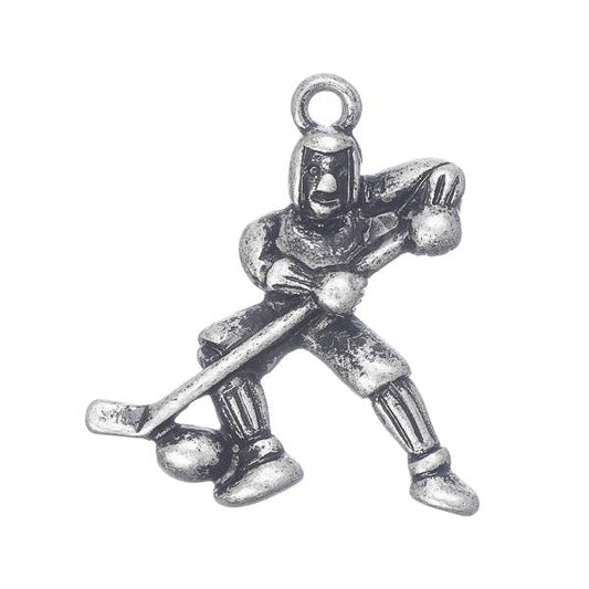 Hockey Player Metal Pendant 21mm 1/pk