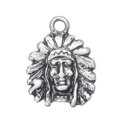 Native Chief Head Metal Charm 1/pk