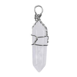 Quartz Crystal Point, Wire Wrapped Gemstone Pendant 1/pk