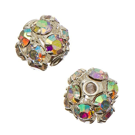 Rhinestone Beads 6mm Silver & Crystal AB 10/pk
