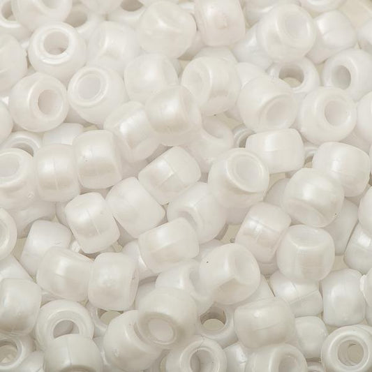 Crow Plastic Beads 9x6mm Opaque White Luster 100/pk