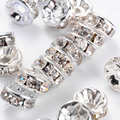 Spacer Rhinestone 8mm, Crystal Silver Beads 100/pk