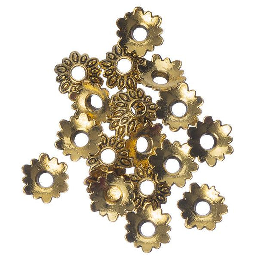 Bead Caps Daisy Flower 8mm Antique Gold 20/pk