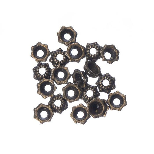 Bead Caps Mini Flower 6mm Antique Brass 20/pk