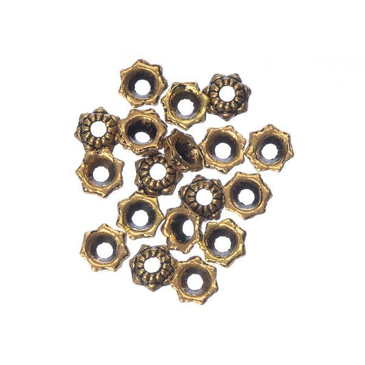 Bead Caps Mini Flower 6mm Antique Gold 20/pk