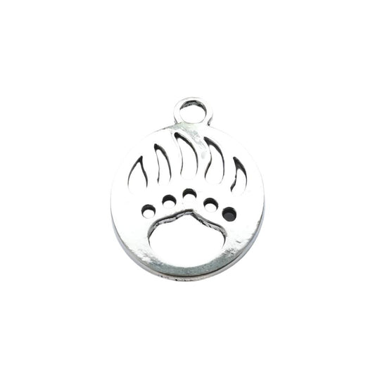 Bear Paw Pendant 30x22mm Antique Silver 5/pk
