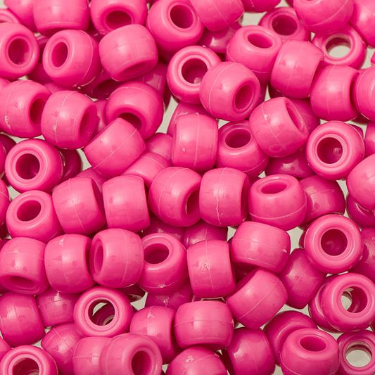 Crow Plastic Beads 9x6mm Opaque Hot Pink 100/pk