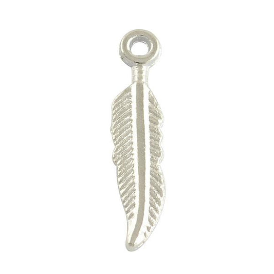 Feather Metal Pendant 21x5mm 10/pk