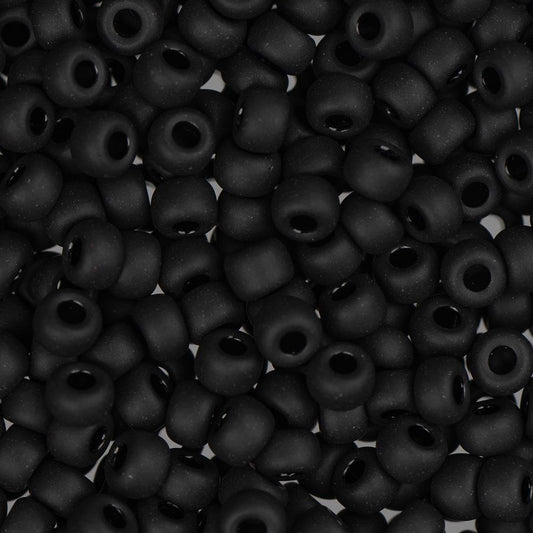 8/0 Miyuki Seed Beads #0401F Opaque Black Matte 22g