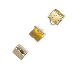 6mm Gold Ribbon Ends 10/pk