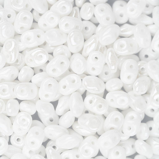 *Czech Superduo Beads White Luster 22g