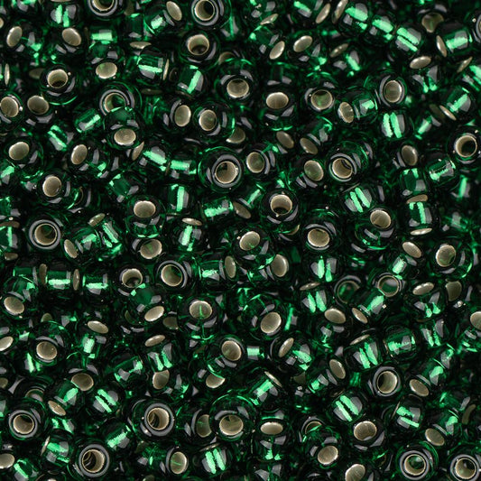 11/0 Miyuki Seed Beads #27 Silver Lined Dark Emerald 24g