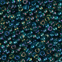 11/0 Czech Seed Beads #34950 Transparent AB Teal 23g