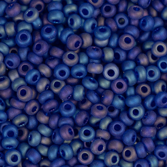 11/0 Czech Seed Beads #34956 Transparent Matte AB Navy 23g