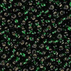 11/0 Czech Seed Beads #34981 Silver Lined Dark Green 23g