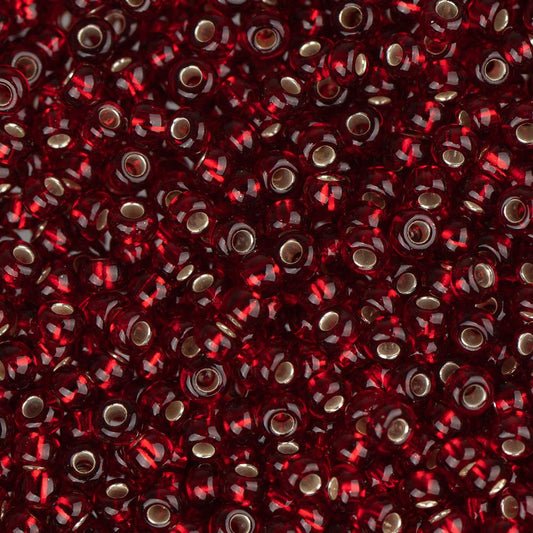11/0 Czech Seed Beads #35056 Silver Lined Dark Red 23g