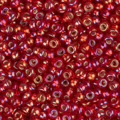 11/0 Czech Seed Beads #35074 Silver Lined Rainbow Red 23g