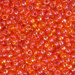 11/0 Czech Seed Beads #34947 Transparent AB Orange 23g