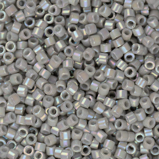 11/0 Delica Bead #1508 Light Grey Smoke Opaque AB 5.2g