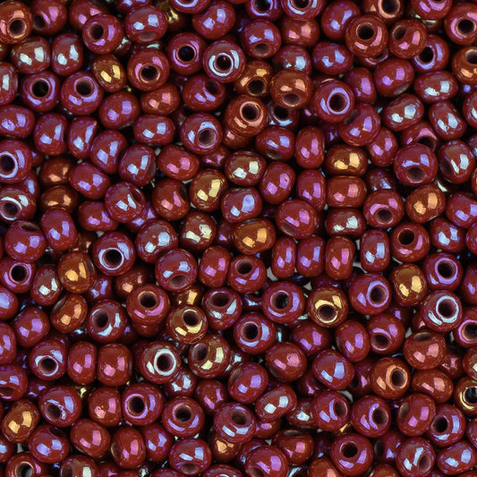 11/0 Czech Seed Beads #35050 Opaque AB Ruby 23g