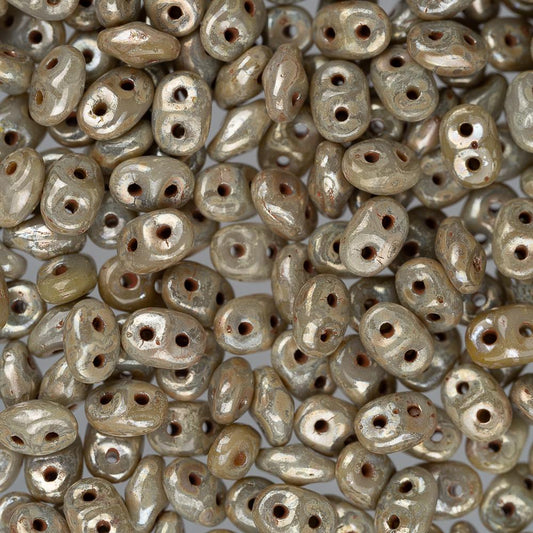 *Czech Superduo Beads Grey Picasso 22g