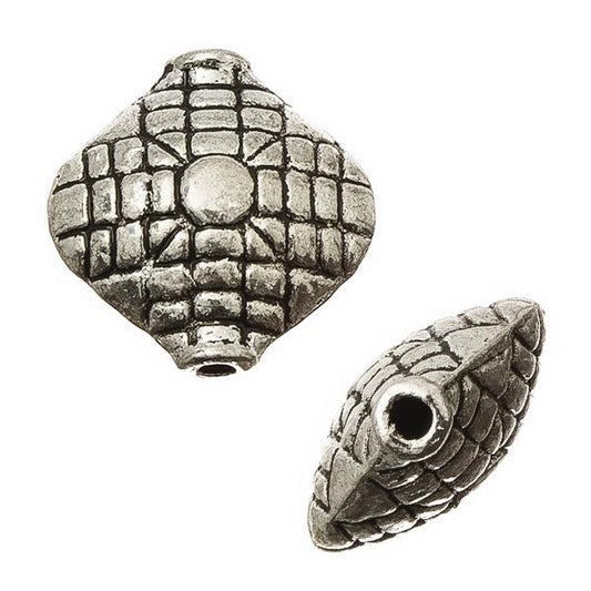 Metal Rhombus Beads 11mm Antique Silver 10/pk