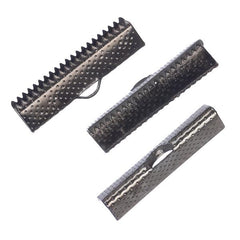 25mm Gunmetal Ribbon Ends 10/pk