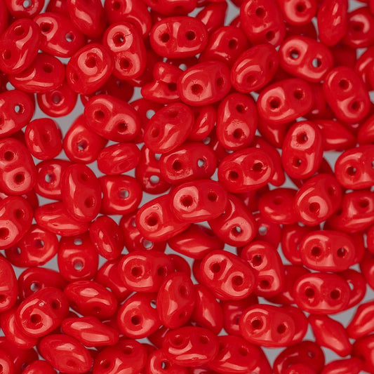 *Czech Superduo Beads Coral Red 22g