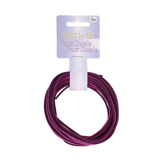 Faux Suede 3mm Lace 5m Purple