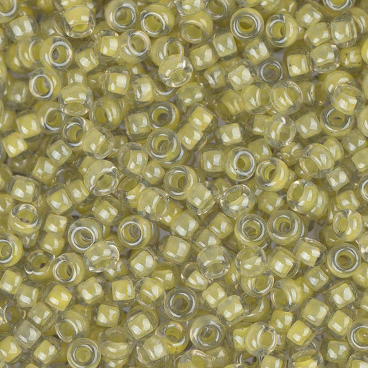 11/0 Miyuki Seed Beads #0378 Light Olivine Lined Crystal Luster 22g